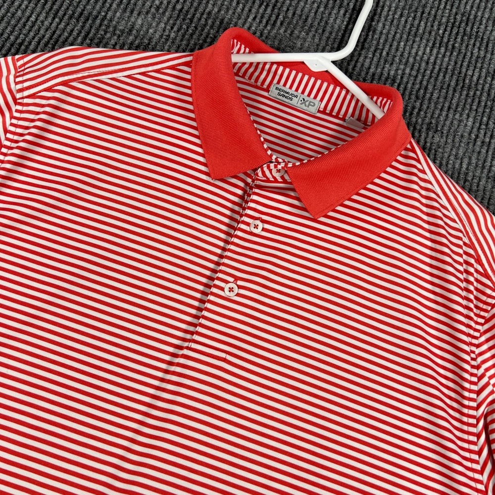 Bermuda Sands Polo Shirt Mens Large Red Striped Short Sleeve Casual Golf Outdoor